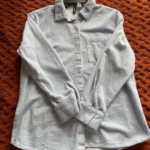 h&m divided LIGHT BLUE corduroy button up size s (oversized)